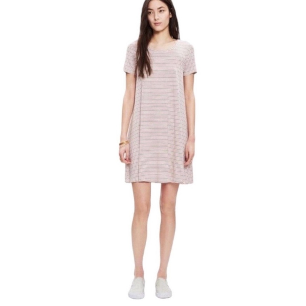 Madewell striped Sacramento swing dress in cream red and navy size XXS